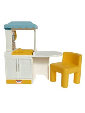 Little Tikes Dollhouse Party Kitchen and Yellow Chair Furniture 1980's Vintage